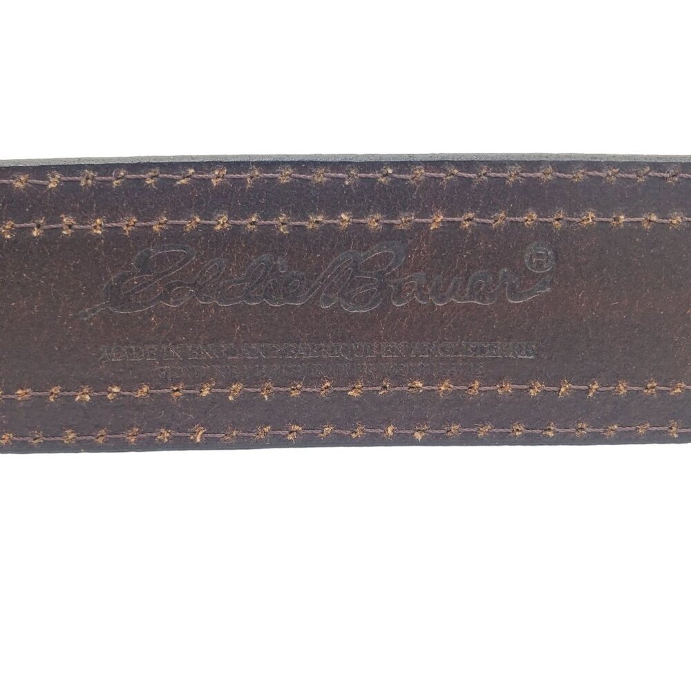 Eddie Bauer Men's Size 48 Brown Leather Stitched Belt England Designer - Picture 9 of 12